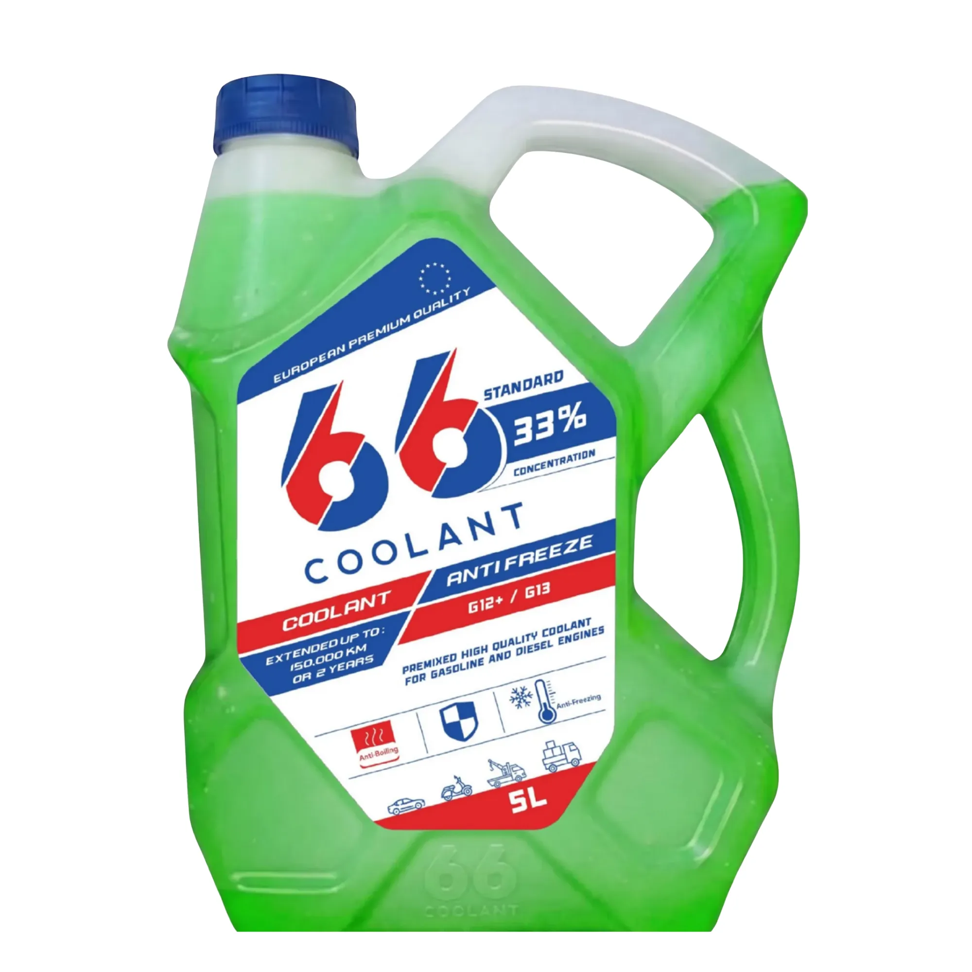 مياة تبريد تركيز 33% أخضر من 66 coolant يباع من - موتوريستا - امامي مياه الردياتير 66 ستاندرد تركيز 33% لون أخضر عبوة 5 لتر - الواجهة