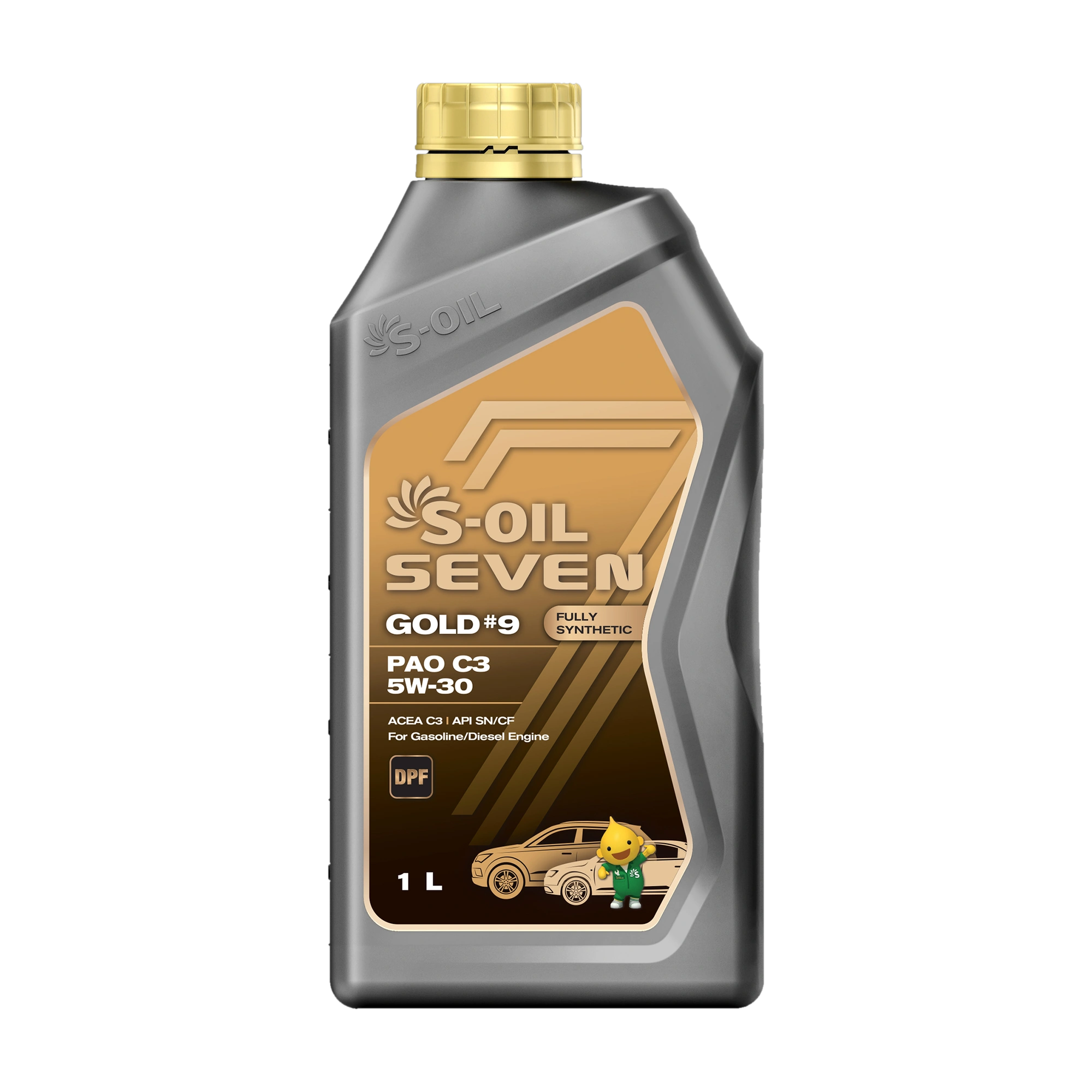 S-OIL-SEVEN-GOLD9-PAO-C3-5W-30-1L زيت محرك إس أويل سفن جولد 9 تخليقي بالكامل 5W-30 عبوة 1 لتر لمحركات البنزين والديزل المزودة بفلتر جزيئات الديزل